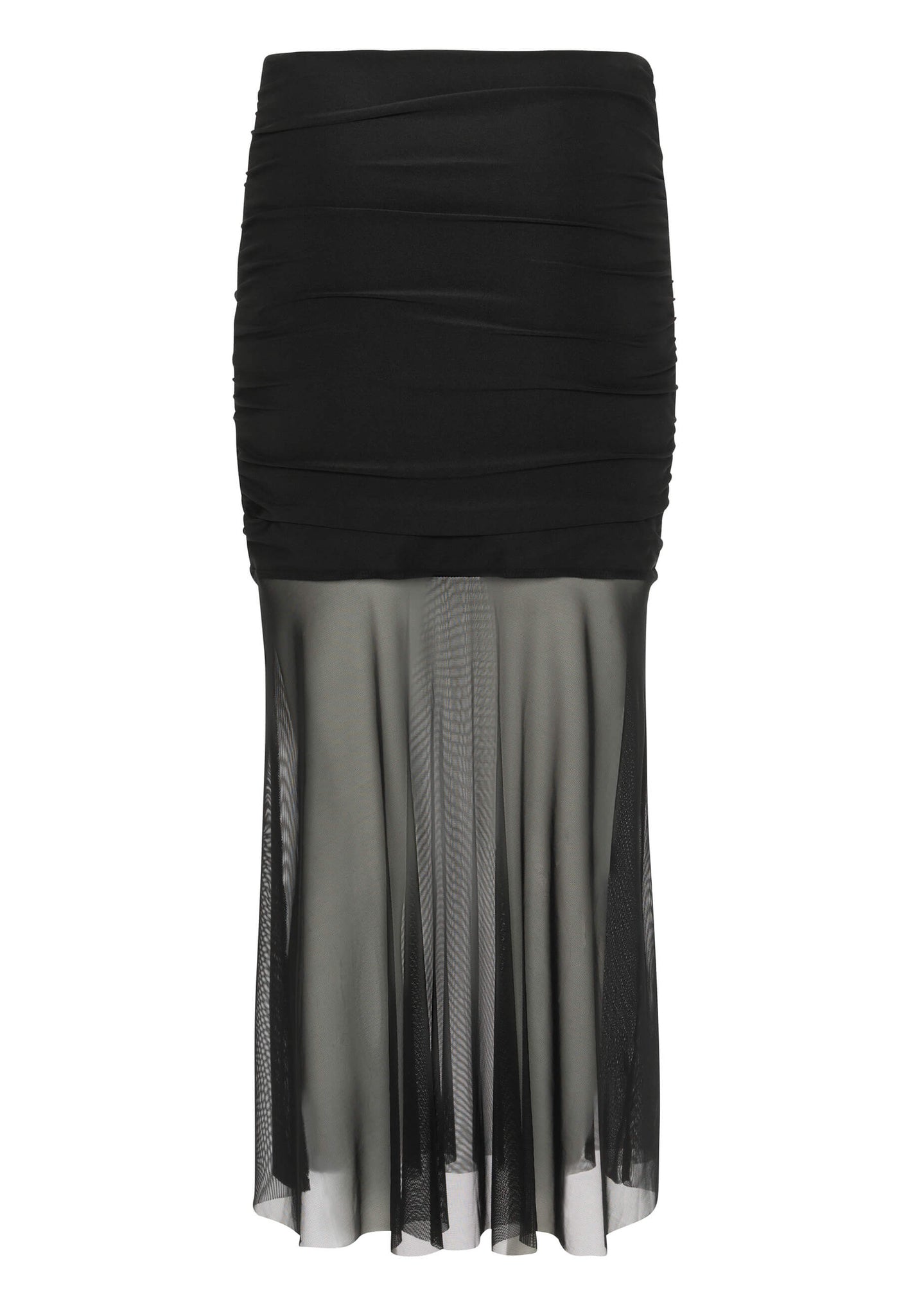 Jupe Éliane avec tissu imitation nylon noire, peut s'adapter en robe. Produit québécois fait par KSL!