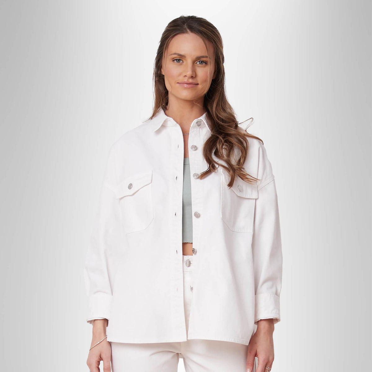 Veste longue oversize en denim blanc - YOGA Jeans &amp; KSL