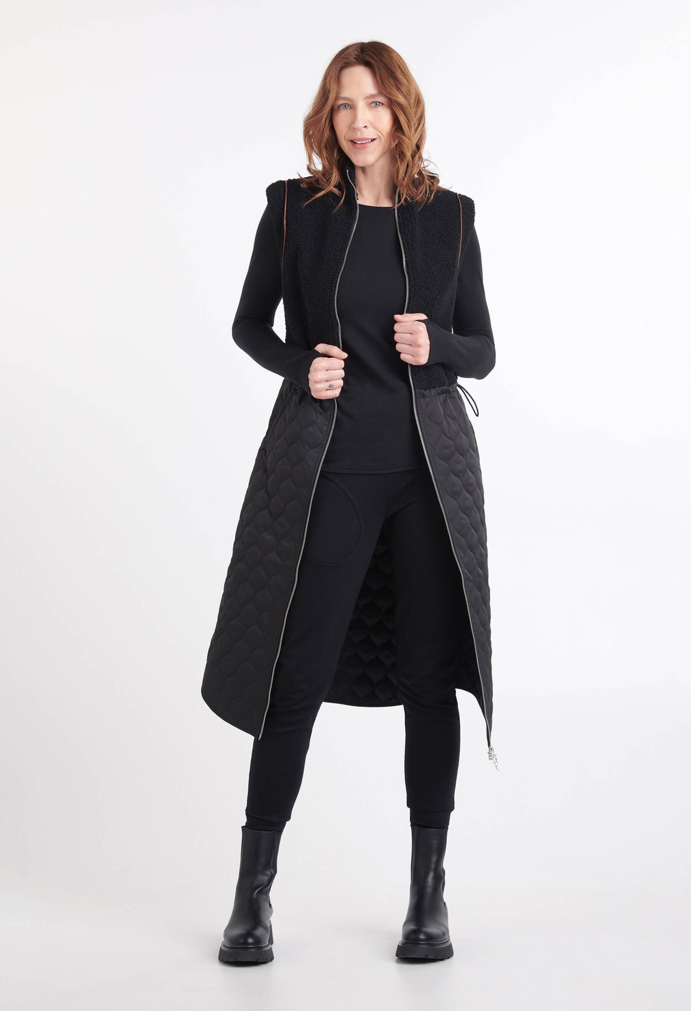 Montana - Long bi-material jacket with sherpa