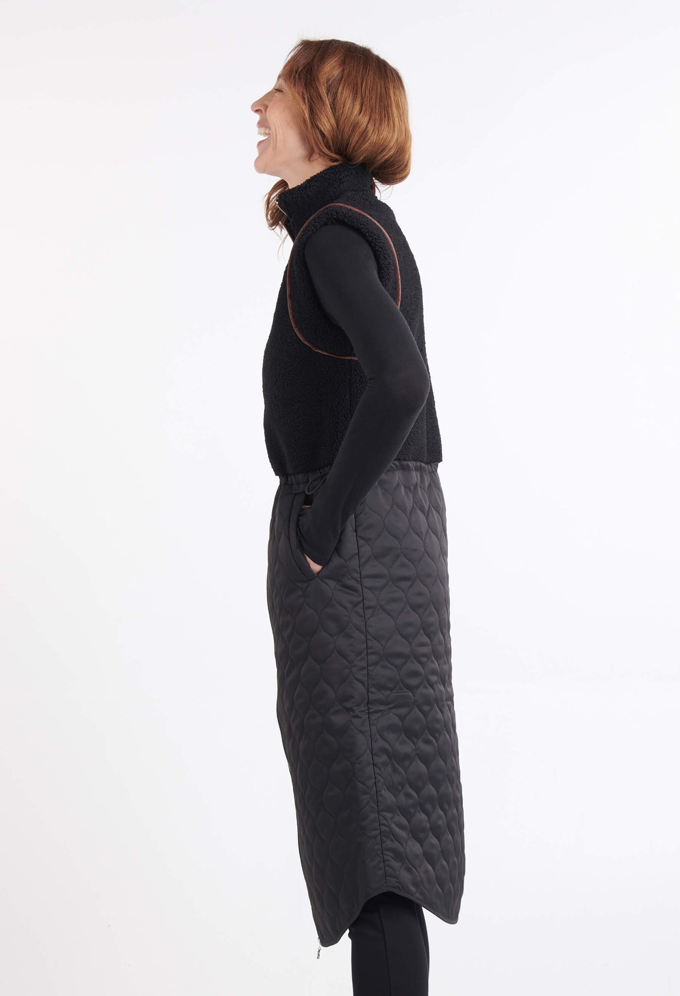 Montana - Long bi-material jacket with sherpa