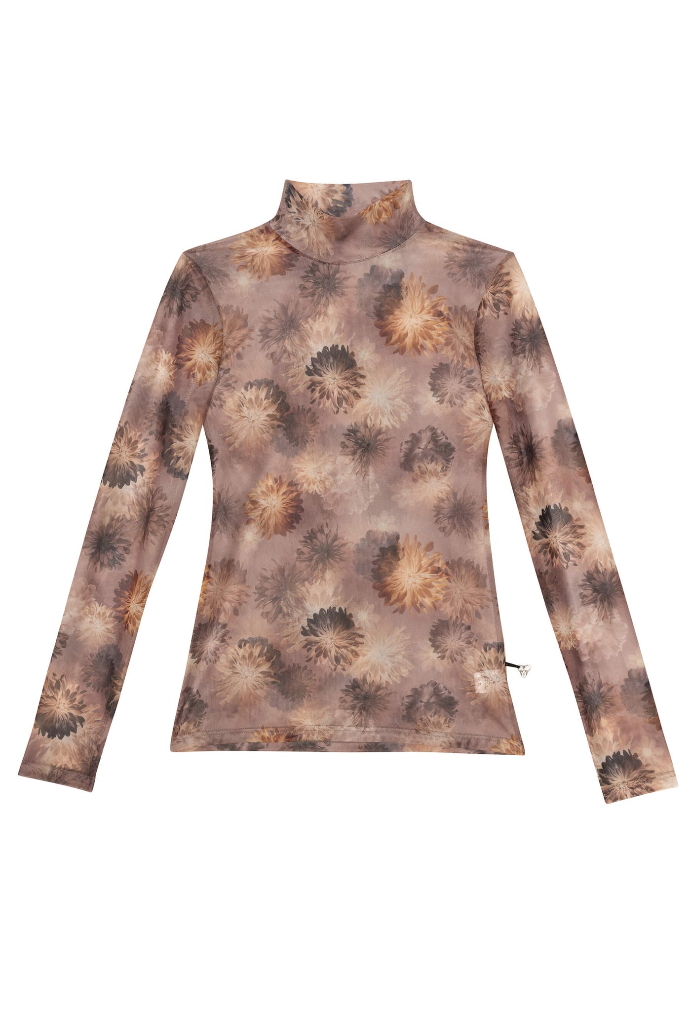 Camille - Chandail transparent à col roulé et manches longues avec motif
