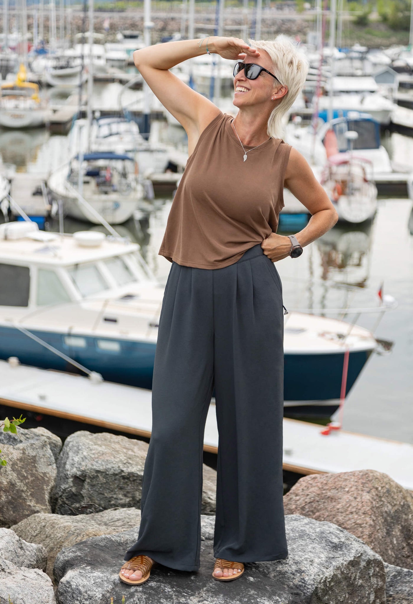 Joplin - Pantalon à jambe large et taille élastique