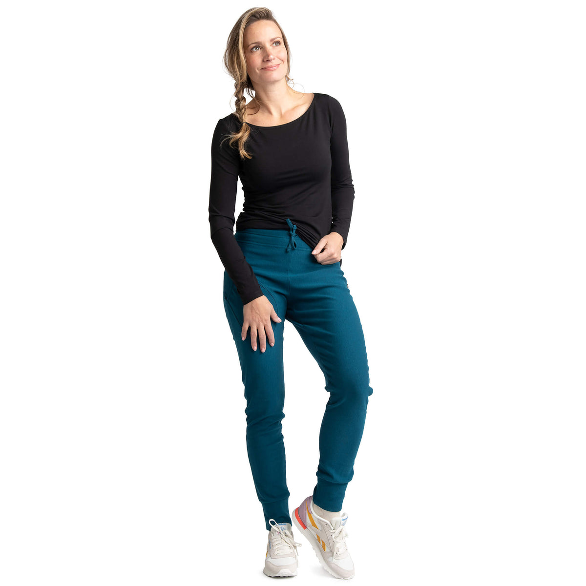 Chandail à manches longues Kaelie noir et pantalon Johanne tout doux sarcelle par KSL