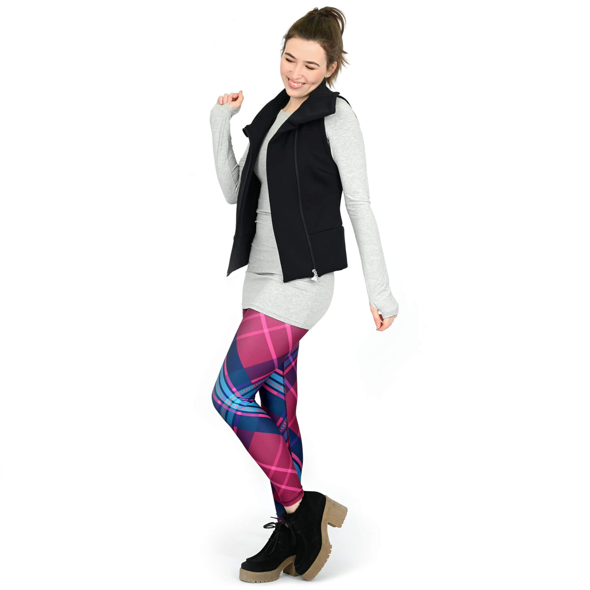Legging à carreaux et taille haute - Angèle Édition Éco