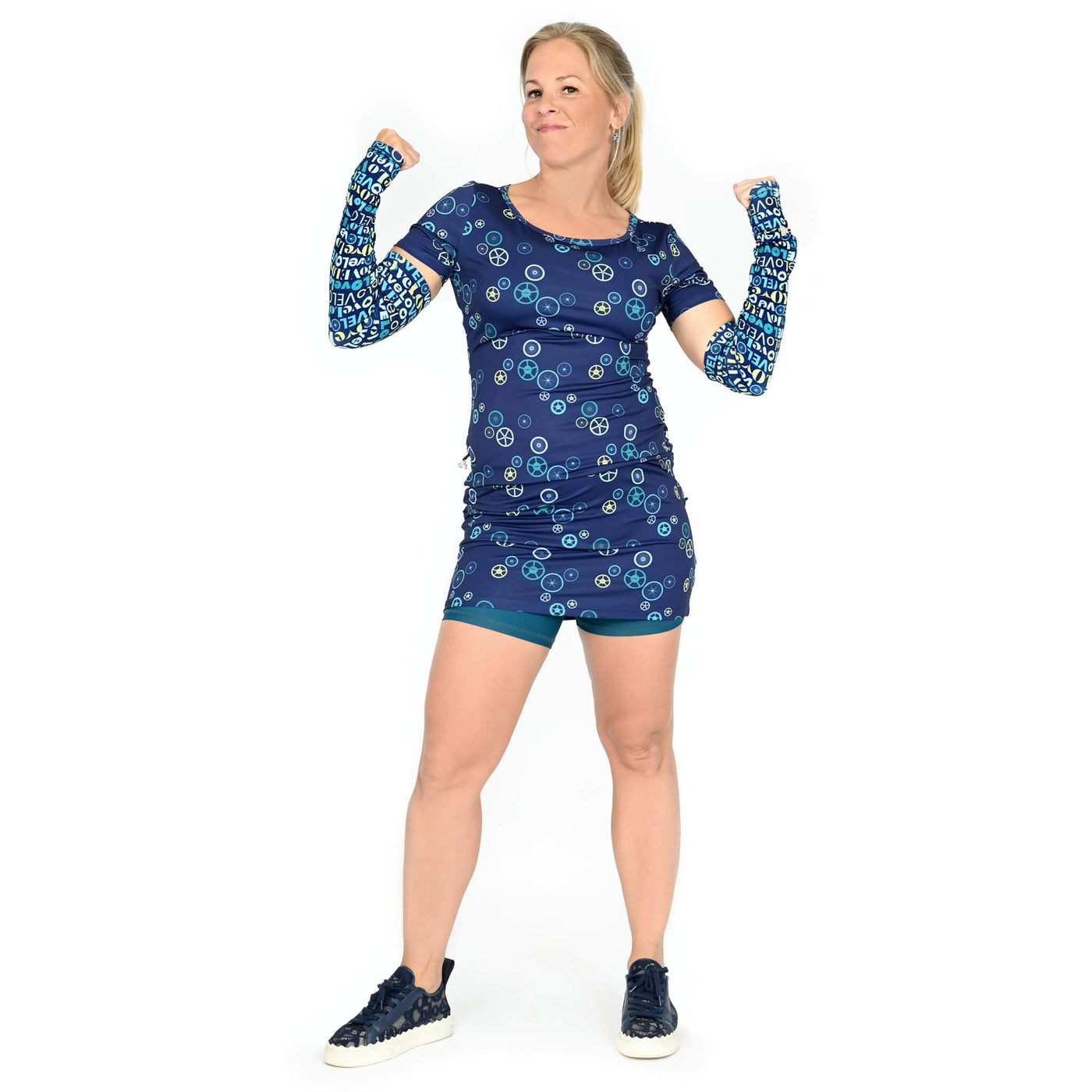 Mikky - Robe de vélo à manches courtes et encolure bateau - Imprimé LOVELO