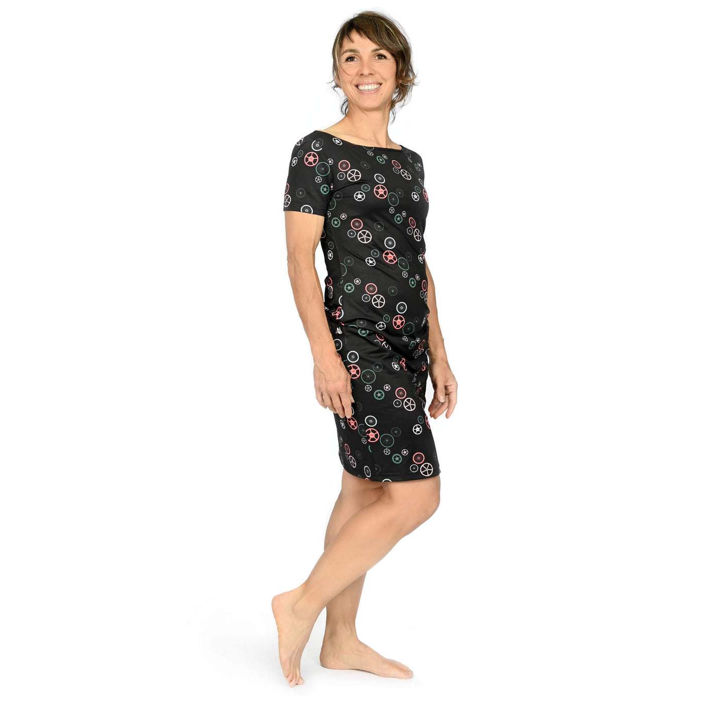 Mikky - Robe de vélo à manches courtes et encolure bateau - Imprimé LOVELO