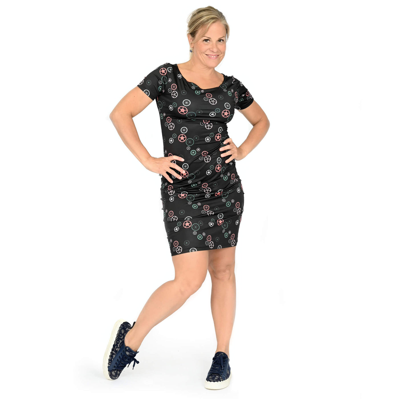 Mikky - Robe de vélo à manches courtes et encolure bateau - Imprimé LOVELO