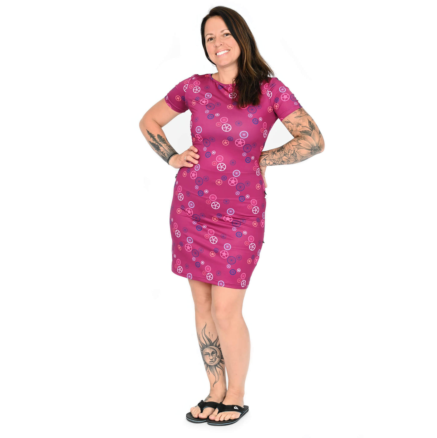 Mikky - Robe de vélo à manches courtes et encolure bateau - Imprimé LOVELO